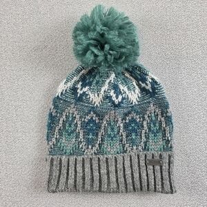 Igloos Fair Isle Print Teal Grey Pom Pom Beanie Hat